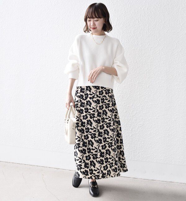 SHIPS for women「*〈手洗い可能〉ドット / 花柄 切替 セミフレア スカート ◇」|スカート|