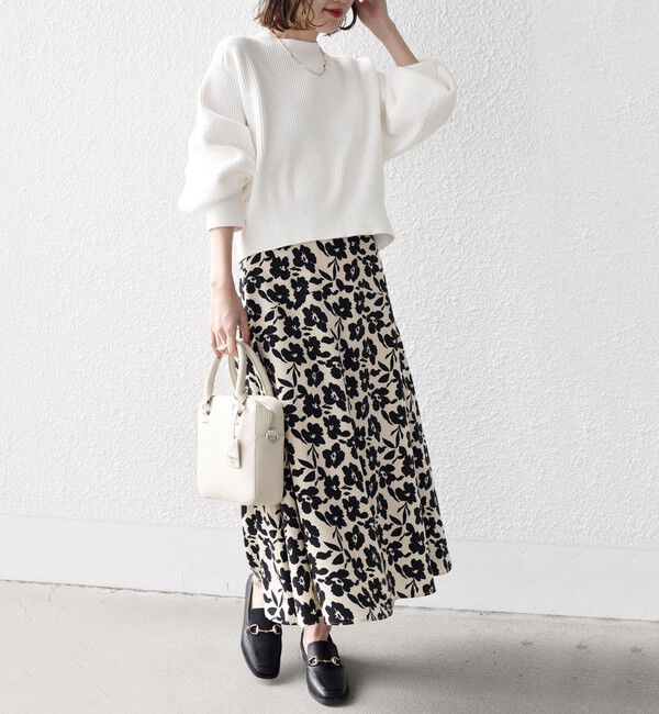 SHIPS for women「*〈手洗い可能〉ドット / 花柄 切替 セミフレア スカート ◇」|スカート|