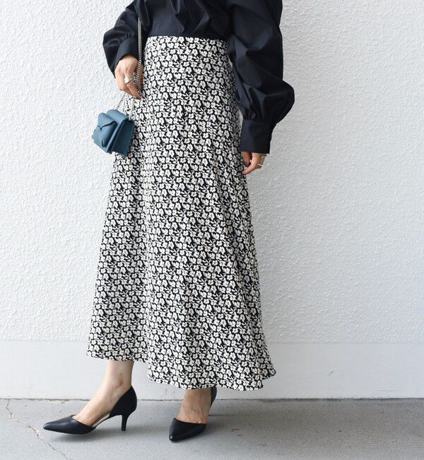 SHIPS for women「*〈手洗い可能〉ドット / 花柄 切替 セミフレア スカート ◇」|スカート|