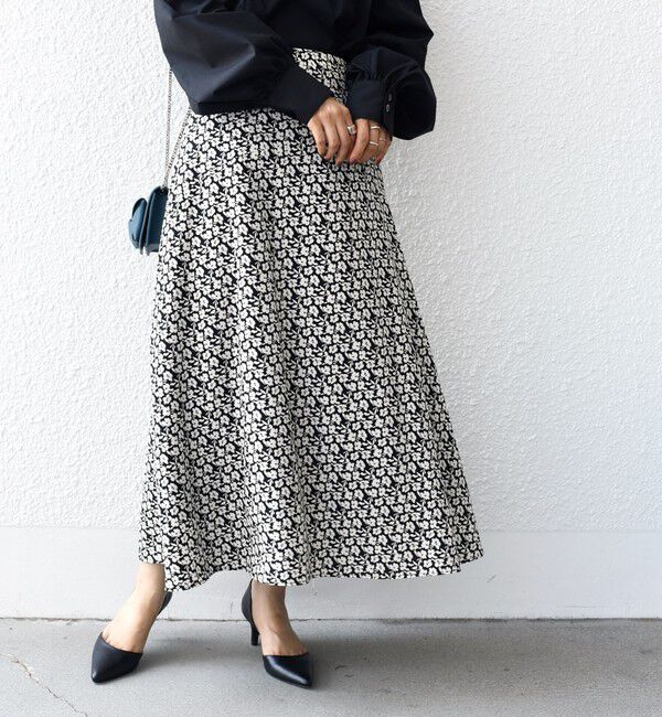 SHIPS for women「*〈手洗い可能〉ドット / 花柄 切替 セミフレア スカート ◇」|スカート|