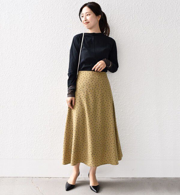 SHIPS for women「*〈手洗い可能〉ドット / 花柄 切替 セミフレア スカート ◇」|スカート|