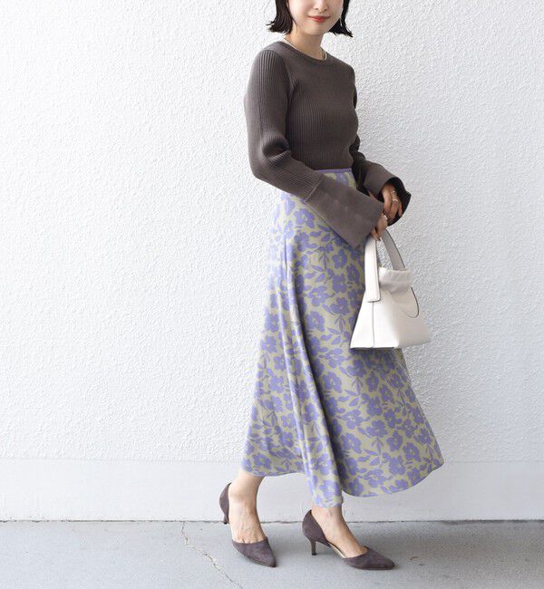 SHIPS for women「*〈手洗い可能〉ドット / 花柄 切替 セミフレア スカート ◇」|スカート|