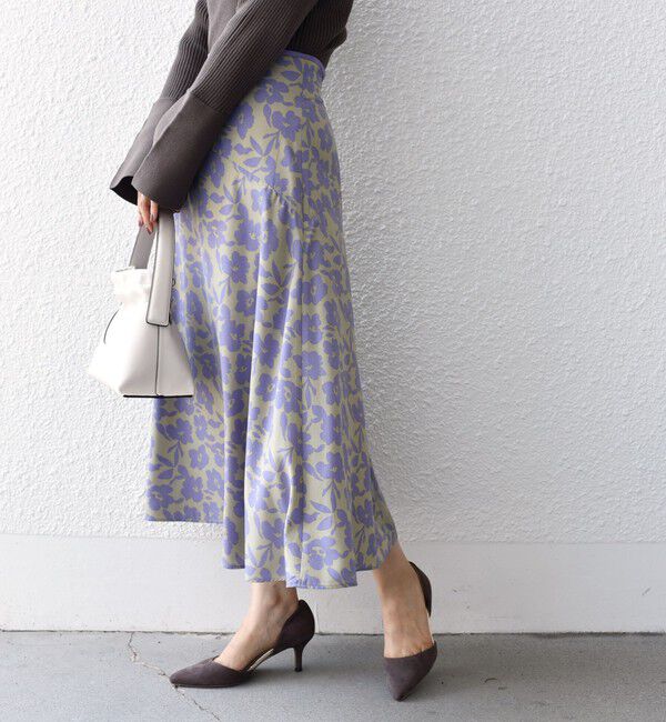 SHIPS for women「*〈手洗い可能〉ドット / 花柄 切替 セミフレア スカート ◇」|スカート|