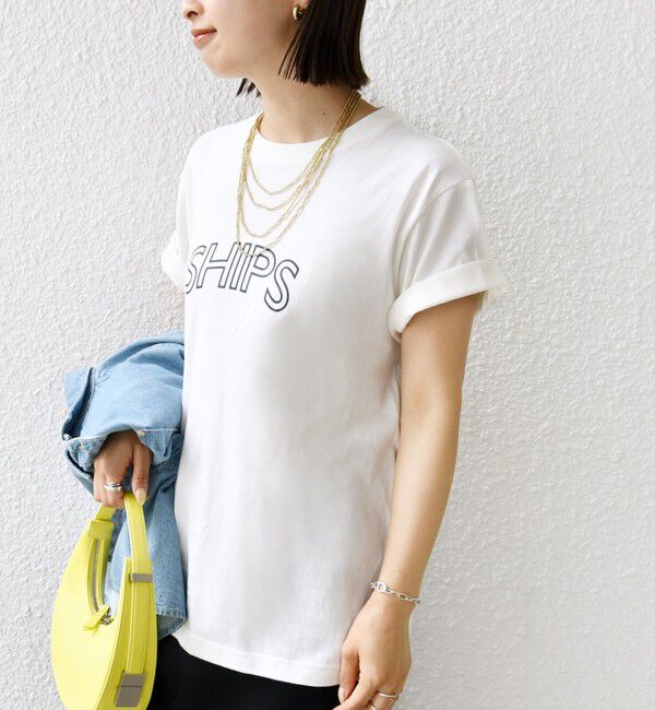 SHIPS for women「【WEB限定】 SHIPS ラウンド プリント ロゴ TEE」|Tシャツ・カットソー|