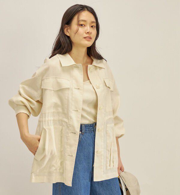 SHIPS for women「〈手洗い可能〉綿麻 ミリタリー オーバー ジャケット」|ミリタリー・モッズコート|ベージュ