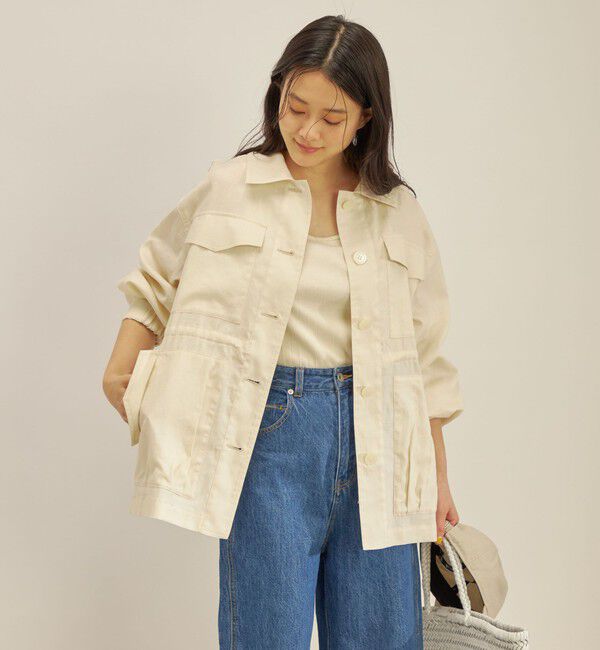 SHIPS for women「〈手洗い可能〉綿麻 ミリタリー オーバー ジャケット」|ミリタリー・モッズコート|