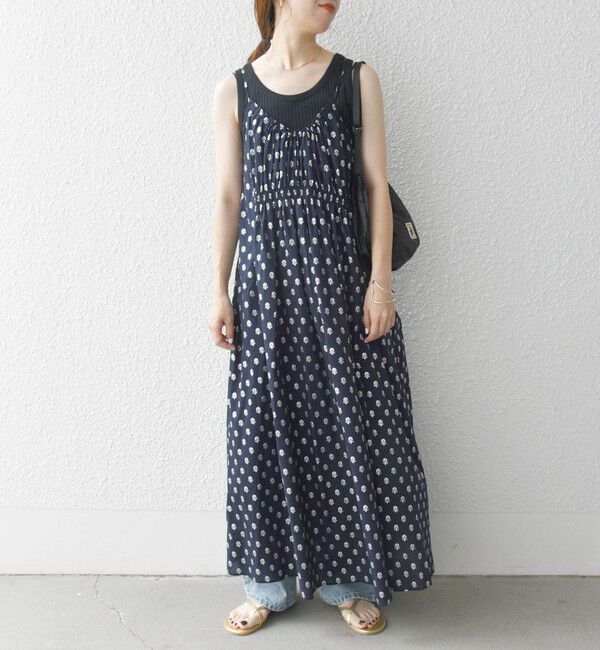 SHIPS any「SHIPS any:〈洗濯機可能〉グリッター プリント ギャザー キャミ ワンピース」|ワンピース|