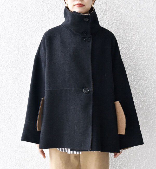 SHIPS any「《一部追加予約》【WEB限定】SHIPS any: リバー スタンドカラー ポンチョ ショート コート」|その他|