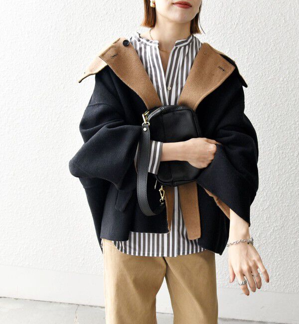 SHIPS any「《一部追加予約》【WEB限定】SHIPS any: リバー スタンドカラー ポンチョ ショート コート」|その他|