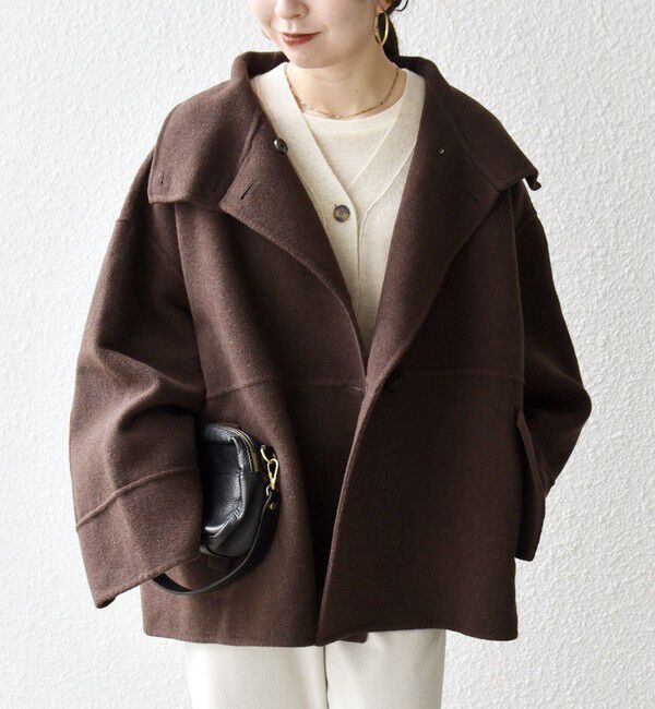 SHIPS any「《一部追加予約》【WEB限定】SHIPS any: リバー スタンドカラー ポンチョ ショート コート」|その他|