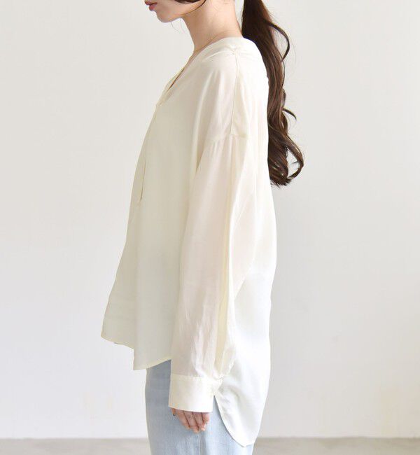quaranciel「quaranciel:〈手洗い可能〉Vネック バック ギャザー ブラウス」|シャツ・ブラウス|