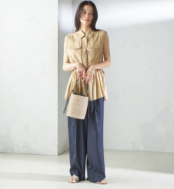 SHIPS for women「〈手洗い可能〉デニムライク 2タック ワイド パンツ」|その他|