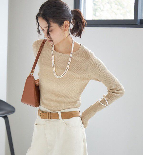 SHIPS for women「〈手洗い可能〉ラメ シアー リブ ニット プルオーバー」|ニット・セーター|