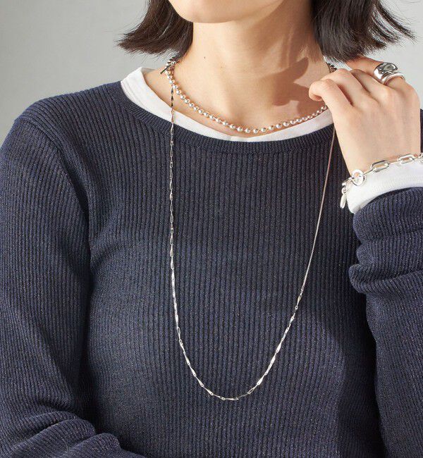 SHIPS for women「〈手洗い可能〉ラメ シアー リブ ニット プルオーバー」|ニット・セーター|