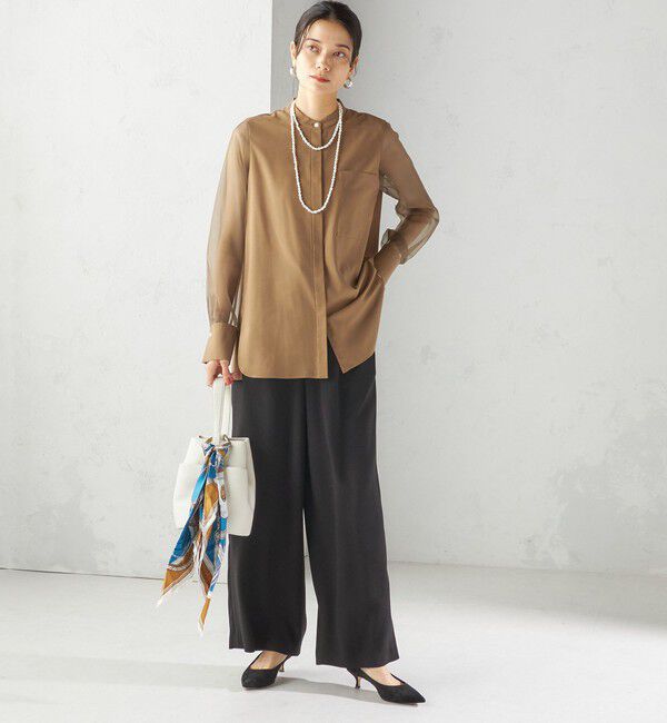 SHIPS for women「〈手洗い可能〉シアー 袖 ポケット デザイン シャツ」|シャツ・ブラウス|