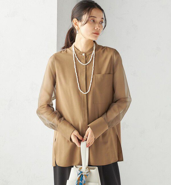 SHIPS for women「〈手洗い可能〉シアー 袖 ポケット デザイン シャツ」|シャツ・ブラウス|