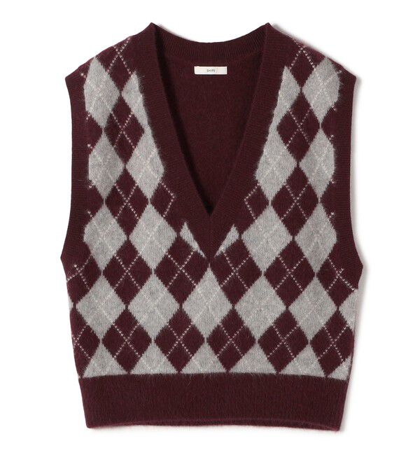 SHIPS for women「〈手洗い可能〉ディープ Vネック アーガイル ベスト」|ベスト・ジレ|