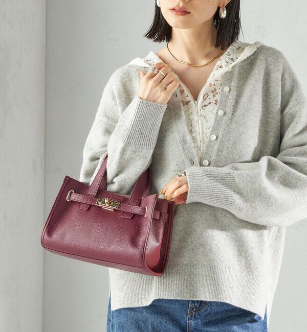 SHIPS for women「ベルト デザイン レザー バッグ」|ショルダー・メッセンジャー|ボルドー