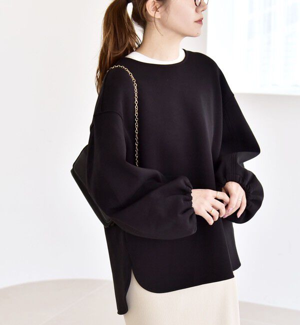 quaranciel「quaranciel:〈洗濯機可能〉ポンチ ボリュームスリーブ ビッグ スウェット プルオーバー」|スウェット・ジャージ|