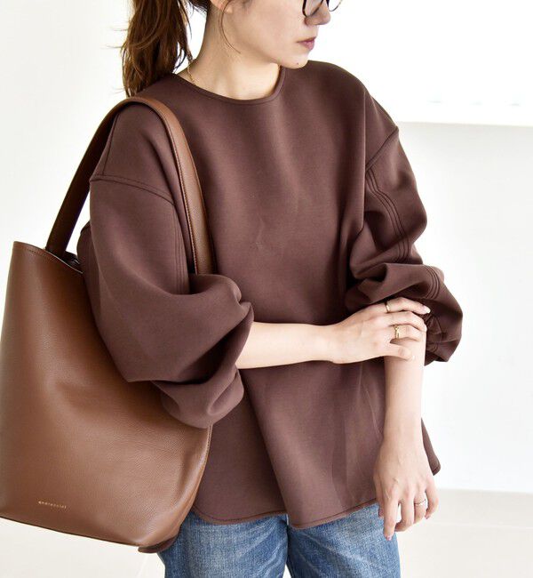 quaranciel「quaranciel:〈洗濯機可能〉ポンチ ボリュームスリーブ ビッグ スウェット プルオーバー」|スウェット・ジャージ|