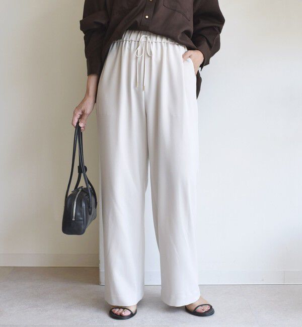 SHIPS for women「〈UVカット/防シワ加工〉梳毛調 ストレッチ ドロスト パンツ」|その他|