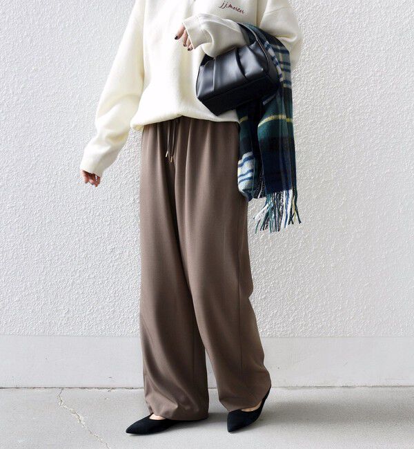 SHIPS for women「〈UVカット/防シワ加工〉梳毛調 ストレッチ ドロスト パンツ」|その他|