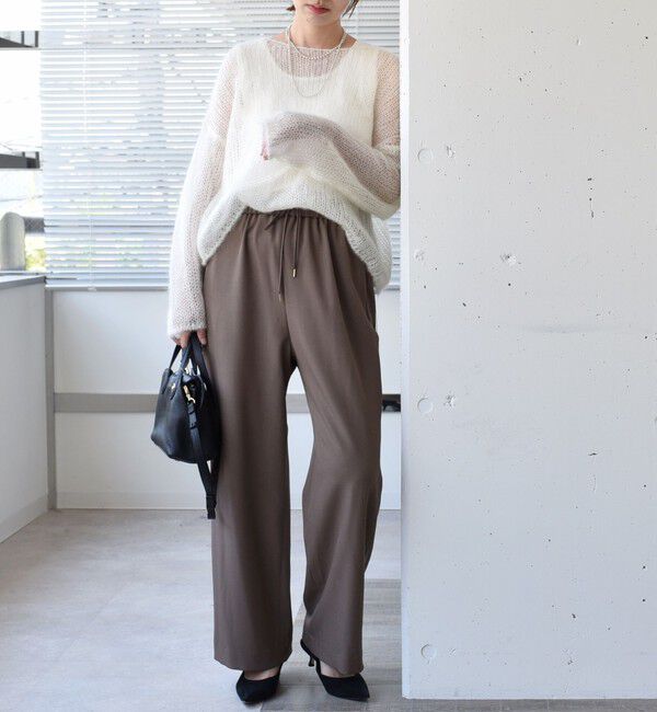 SHIPS for women「〈UVカット/防シワ加工〉梳毛調 ストレッチ ドロスト パンツ」|その他|