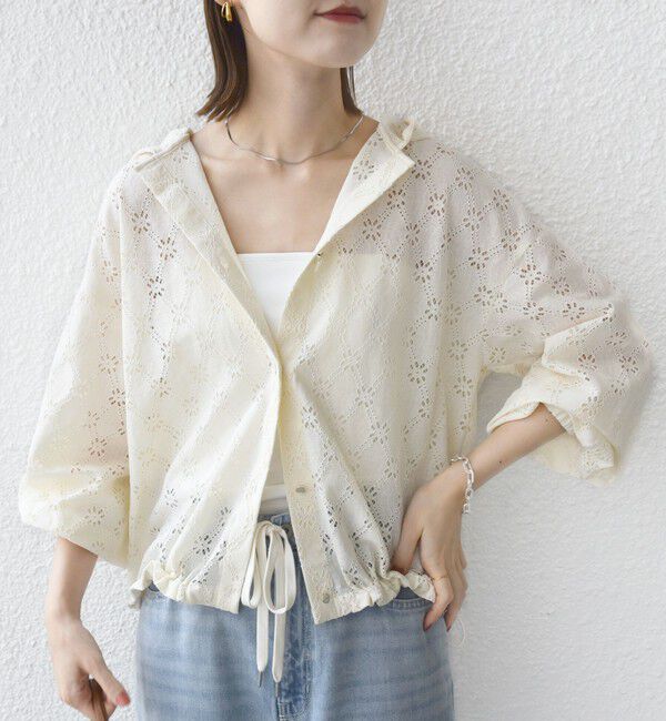 SHIPS for women「【WEB限定】〈手洗い可能〉レース フード シャツ 羽織」|シャツ・ブラウス|