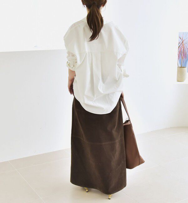 quaranciel「quaranciel:〈洗濯機可能〉ポリエステル スエード フレア マキシ スカート」|スカート|