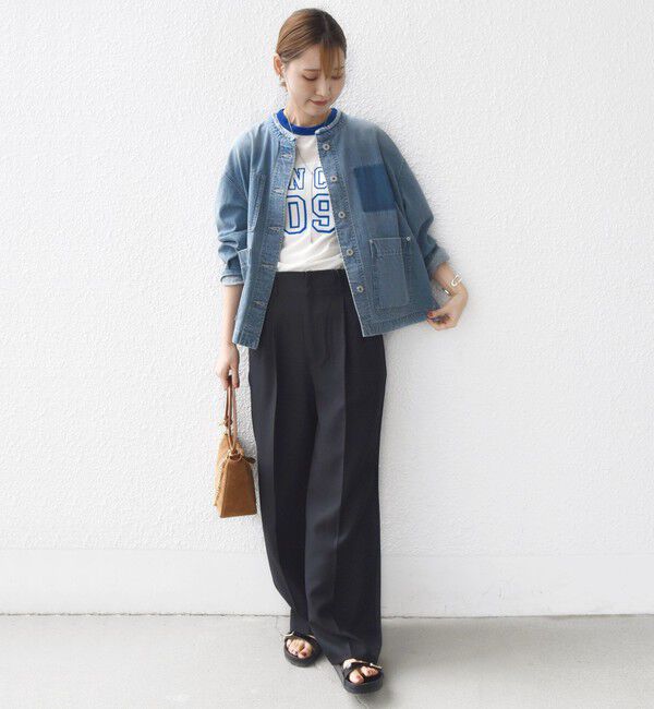 SHIPS for women「【WEB限定】〈洗濯機可能〉ノーカラー デニム カバー オール」|デニムジャケット|