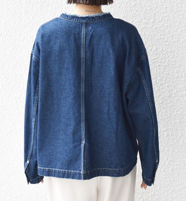 SHIPS for women「【WEB限定】〈洗濯機可能〉ノーカラー デニム カバー オール」|デニムジャケット|