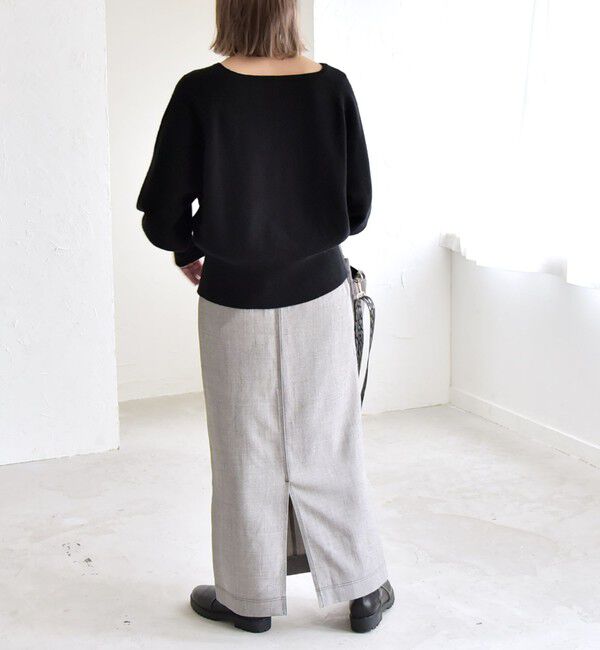 quaranciel「quaranciel:〈手洗い可能〉AQUA カシミヤ ミックス ボートネック ロングリブ パフ ニット」|ニット・セーター|