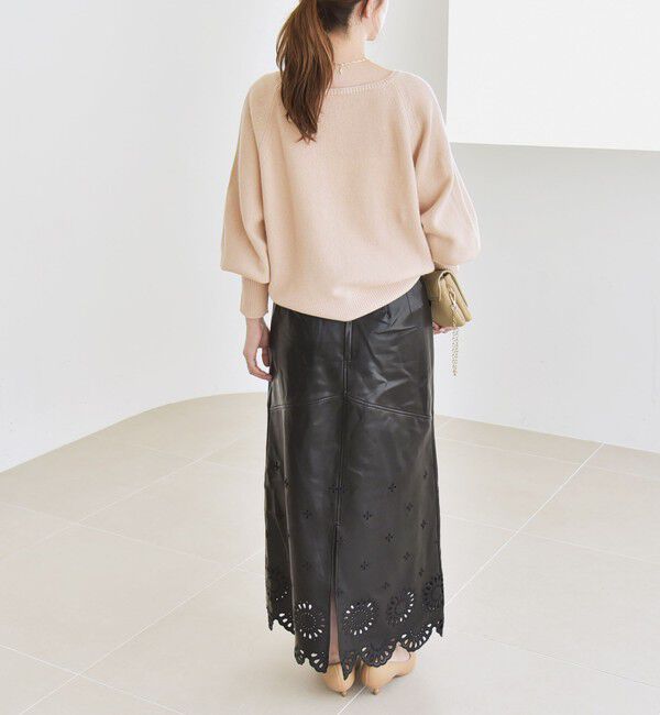 quaranciel「quaranciel:〈手洗い可能〉AQUA カシミヤ ミックス ボートネック ロングリブ パフ ニット」|ニット・セーター|