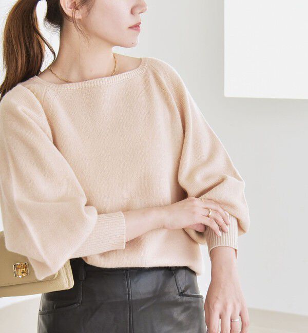 quaranciel「quaranciel:〈手洗い可能〉AQUA カシミヤ ミックス ボートネック ロングリブ パフ ニット」|ニット・セーター|