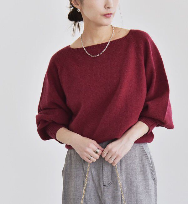 quaranciel「quaranciel:〈手洗い可能〉AQUA カシミヤ ミックス ボートネック ロングリブ パフ ニット」|ニット・セーター|