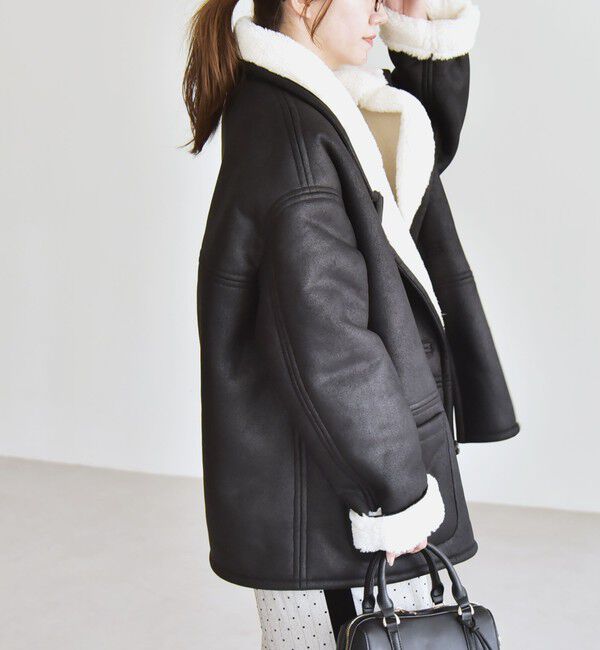 quaranciel「quaranciel: ムートンライク ボア ボンディング ジャケット コート」|その他|