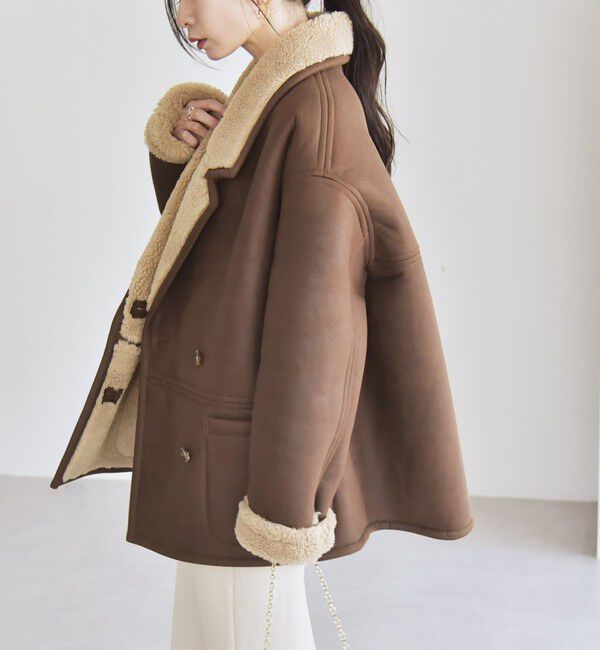 quaranciel「quaranciel: ムートンライク ボア ボンディング ジャケット コート」|その他|