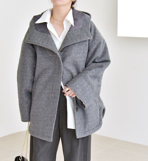 quaranciel「quaranciel: スタンドカラー フーデット ミディ コート」|その他|