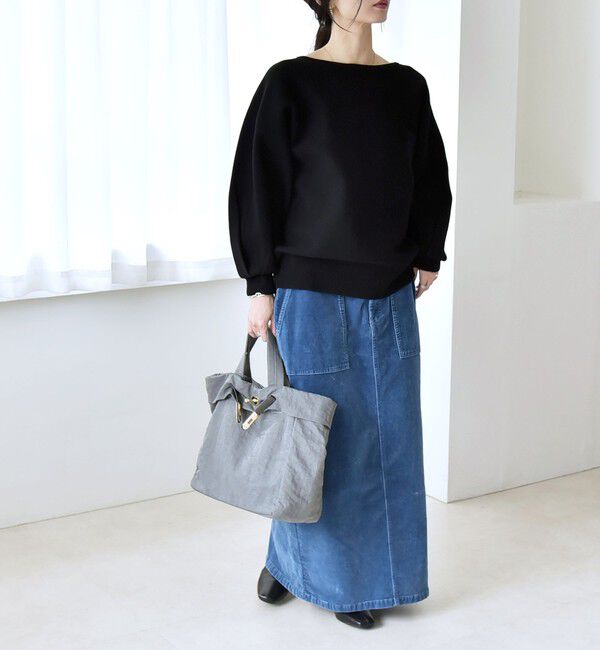 quaranciel「quaranciel:〈手洗い可能〉ダブルフェイス ボートネック パフ ニット プルオーバー」|ニット・セーター|