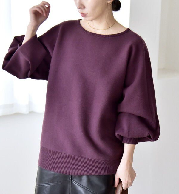 quaranciel「quaranciel:〈手洗い可能〉ダブルフェイス ボートネック パフ ニット プルオーバー」|ニット・セーター|