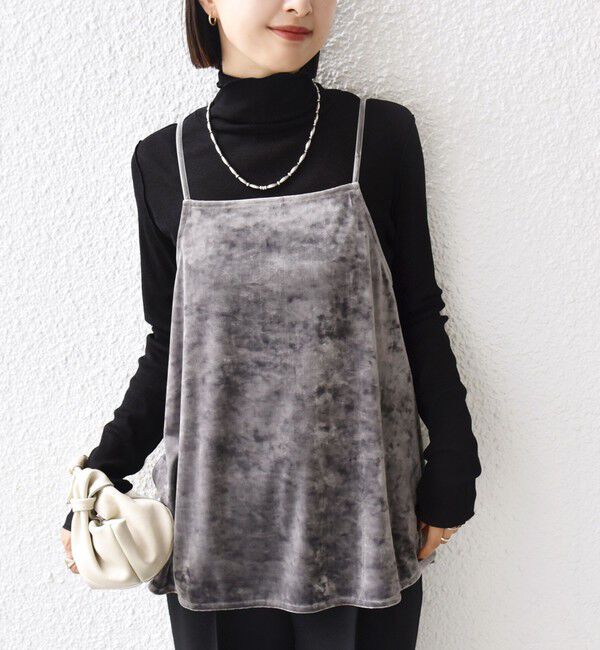 SHIPS for women「〈手洗い可能〉スノー クラッシュ ポリエステル ベロア サイド スリット キャミ」|キャミソール|