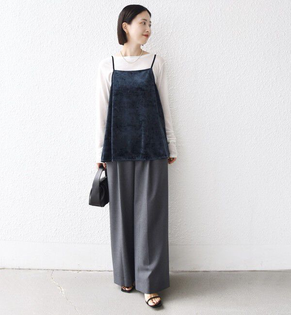 SHIPS for women「〈手洗い可能〉スノー クラッシュ ポリエステル ベロア サイド スリット キャミ」|キャミソール|