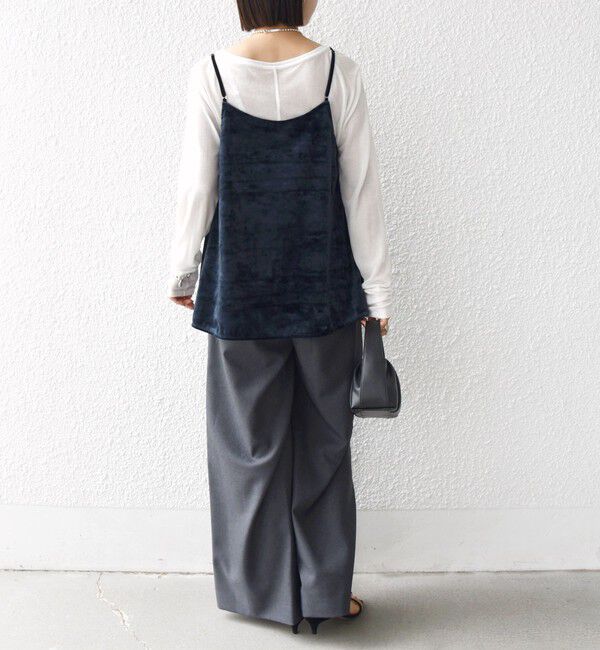 SHIPS for women「〈手洗い可能〉スノー クラッシュ ポリエステル ベロア サイド スリット キャミ」|キャミソール|