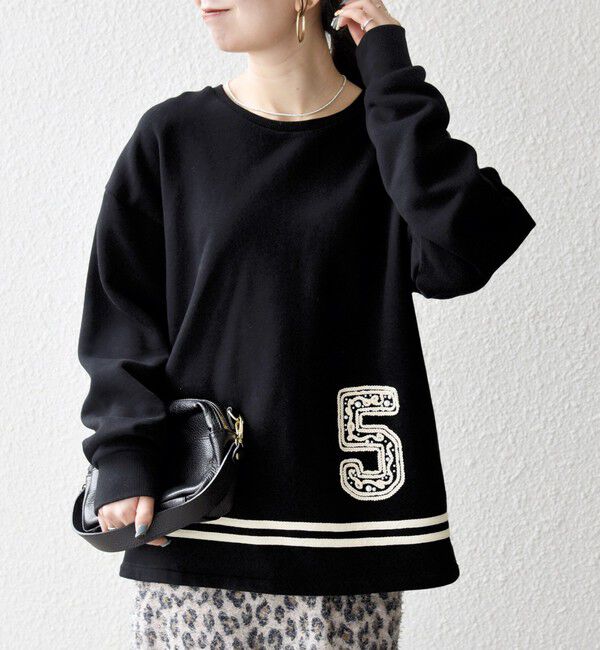 SHIPS any「SHIPS any:〈洗濯機可能〉裏起毛 パールモチーフ 刺繍 ワイド スウェット」|スウェット・ジャージ|