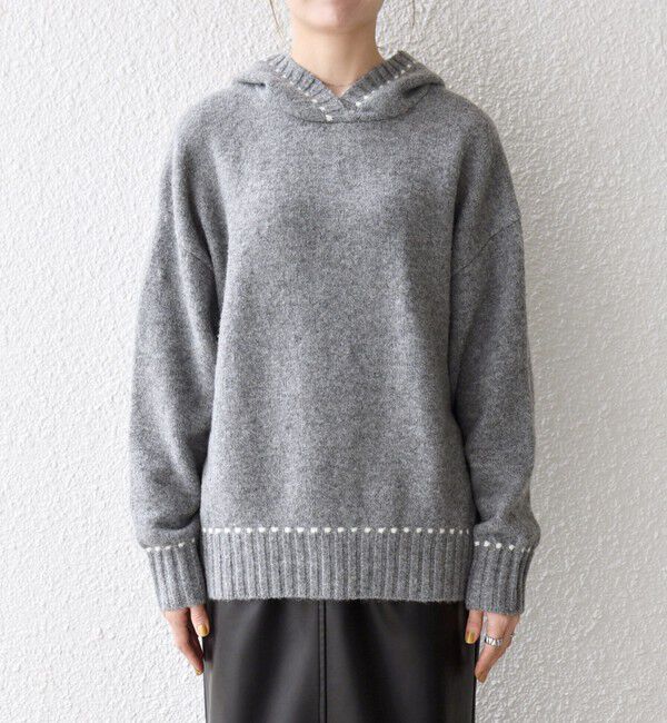 SHIPS any「SHIPS any:〈手洗い可能〉ステッチ デザイン フーディー ルーズ ニット」|ニット・セーター|