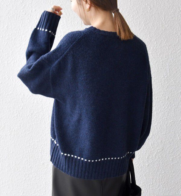 SHIPS any「《一部追加予約》SHIPS any:〈手洗い可能〉ステッチ デザイン ルーズ ニット カーディガン」|カーディガン|