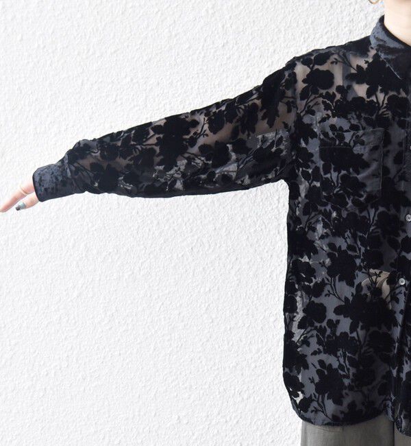 SHIPS any「SHIPS any:〈手洗い可能〉フラワー オパール シアー シャツ ブラウス」|シャツ・ブラウス|