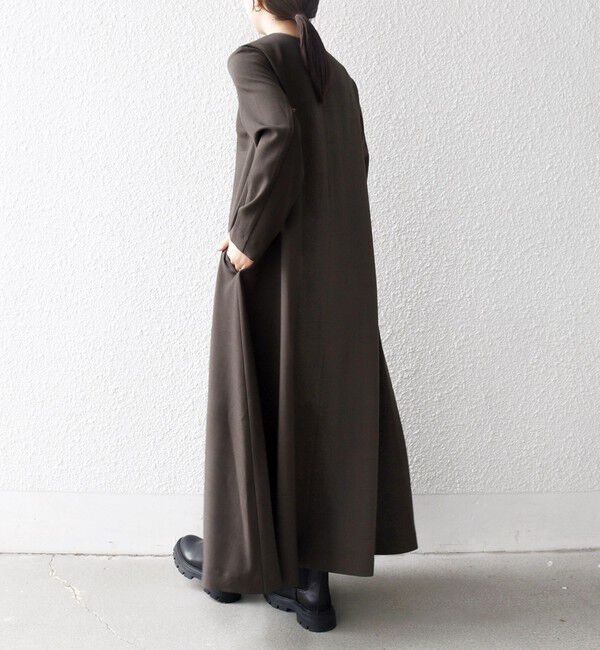 SHIPS any「SHIPS any: ウーステッド パイピング ボタン ロングスリーブ フレア ワンピース」|ワンピース|