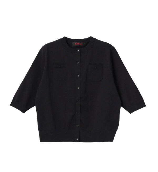 CABaN「ファインポリエステル ハーフスリーブポケットカーディガン」|カーディガン|19 ブラック