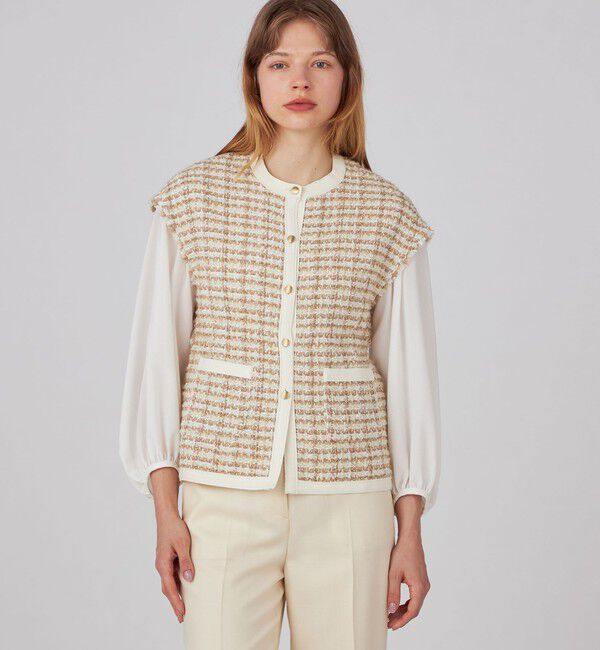 Ballsey「ニットコンビツイード フレンチスリーブジレ」|ベスト・ジレ|